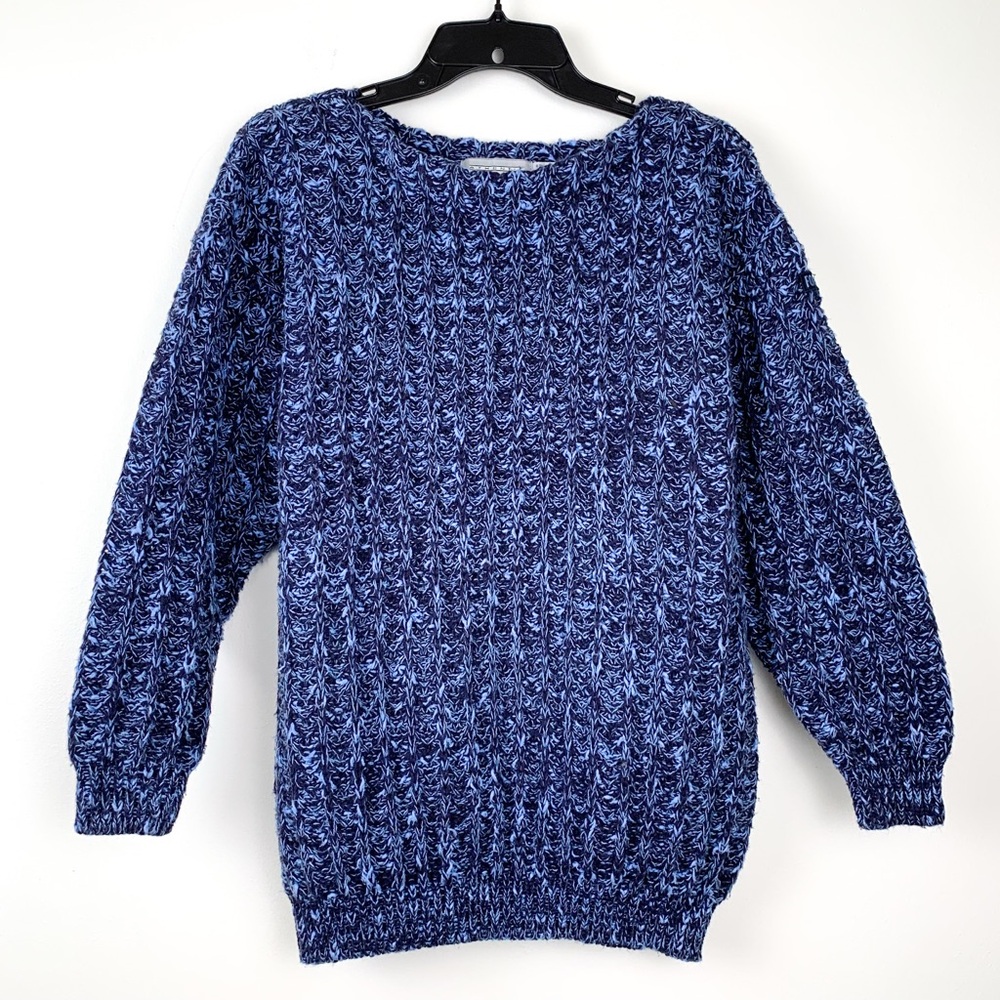 80s Forenza sweater blue and black vintage chunky knit sweater size small